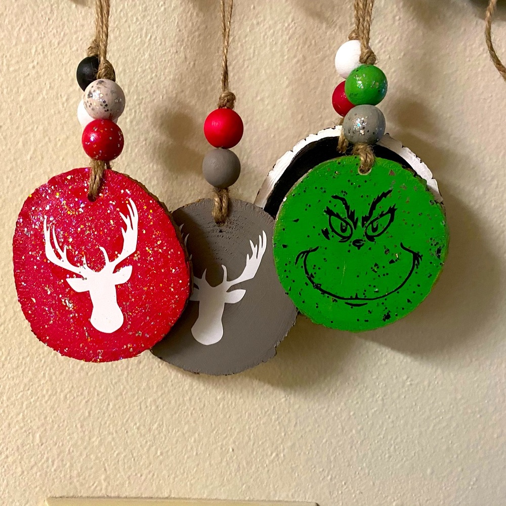 Wooden hand painted Christmas ornaments